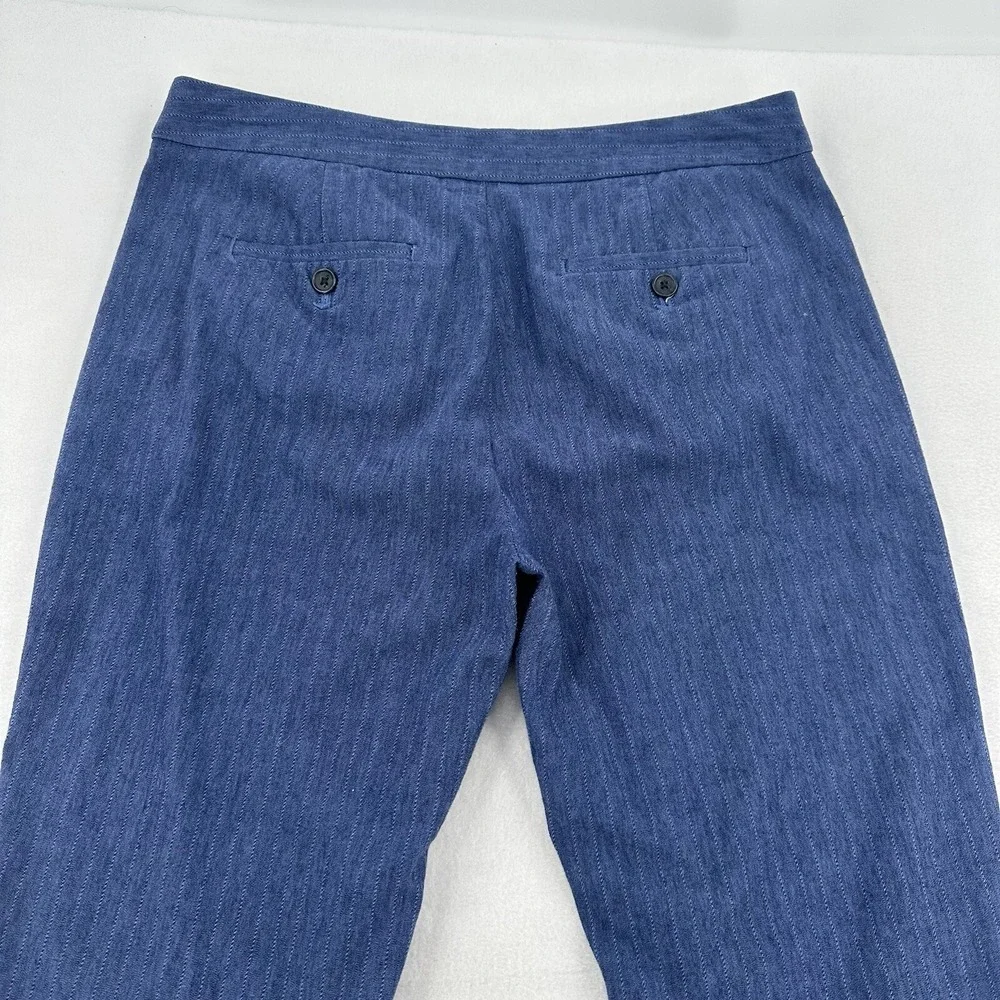 Banana Republic Size 6 Avery Tie Waist Herringbone Trousers Blue  Linen Blend